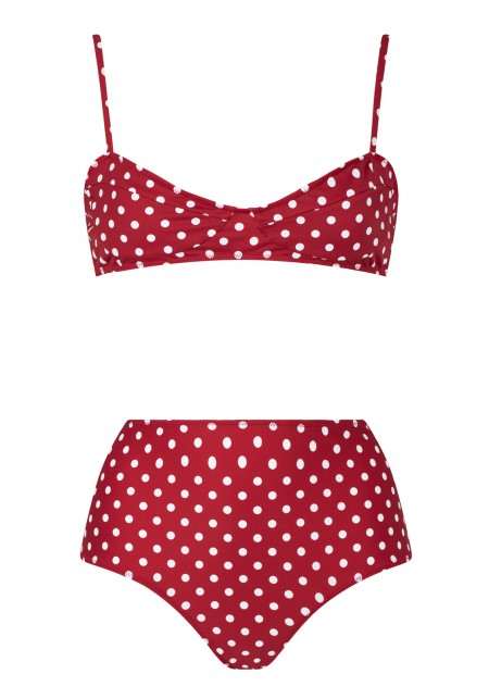 RAVELLO Culotte de maillot de bain taille haute rouge à pois blanc -  Maillots de bain