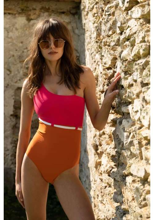 ESTHER 1-piece fuchsia and orange swimsuit -  Swimsuit soft price