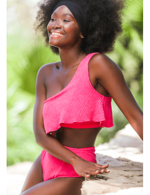 TOP HANNAH Pink ruffled swimsuit top -  Two-piece swimsuit