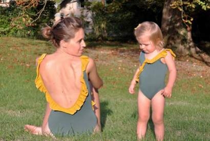 A collection of swimsuits for mom and daughter